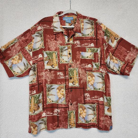 Vtg Bermuda Bay Hawaiian Silk Shirt Size XXL Floral Tropical 90s All Over Print - Picture 1 of 8